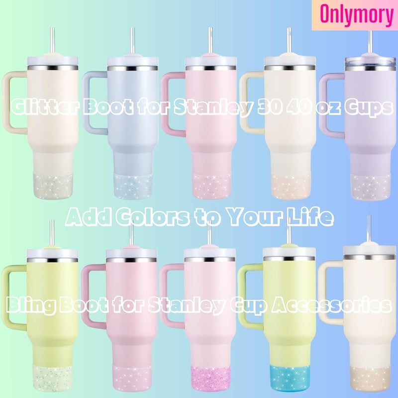 Onlymory Silicone Boot for 30 40 OZ Stanley Cup Accessories, Glitter Boots for Stanley 20OZ 30OZ Tumbler Ice-Flow 16OZ Bottle, Anti-Slip Bling Protector Bottom Cover Sleeve - Image 3